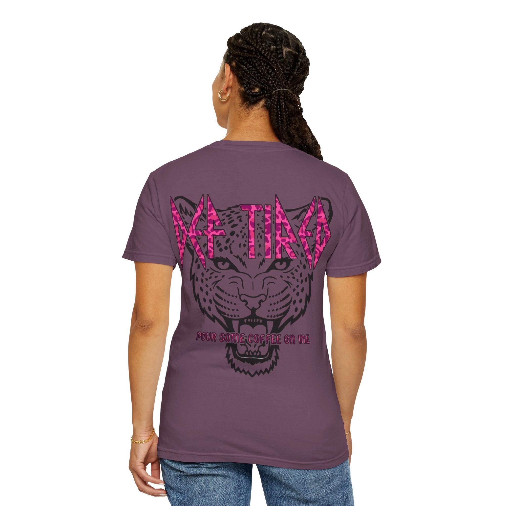 Tiger Graphic T-Shirt — "Pour Some Coffee On Me" Retro Rock Tee