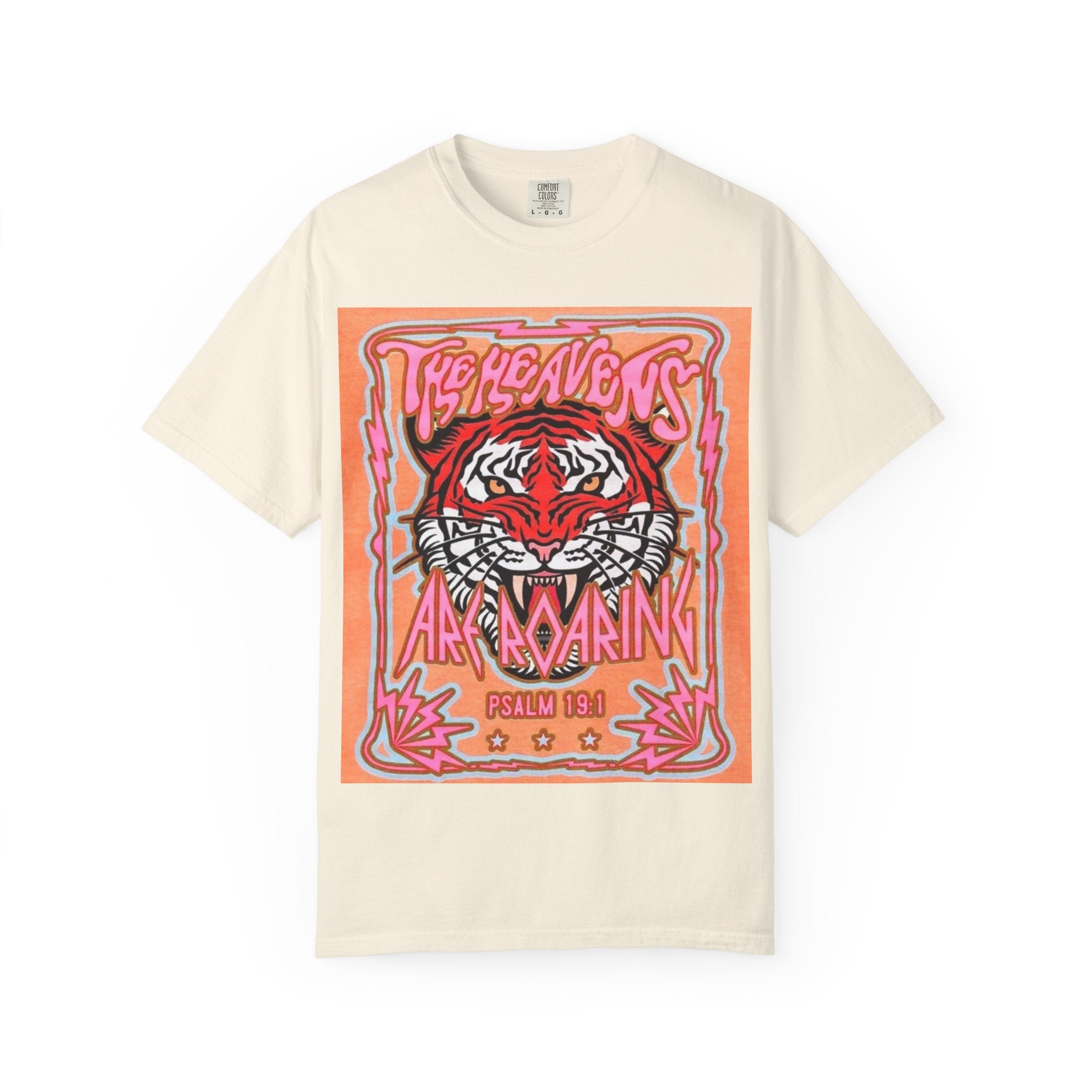 Tiger Roaring Graphic T-Shirt — "The Heavens Are Roaring" Vintage Poster Tee
