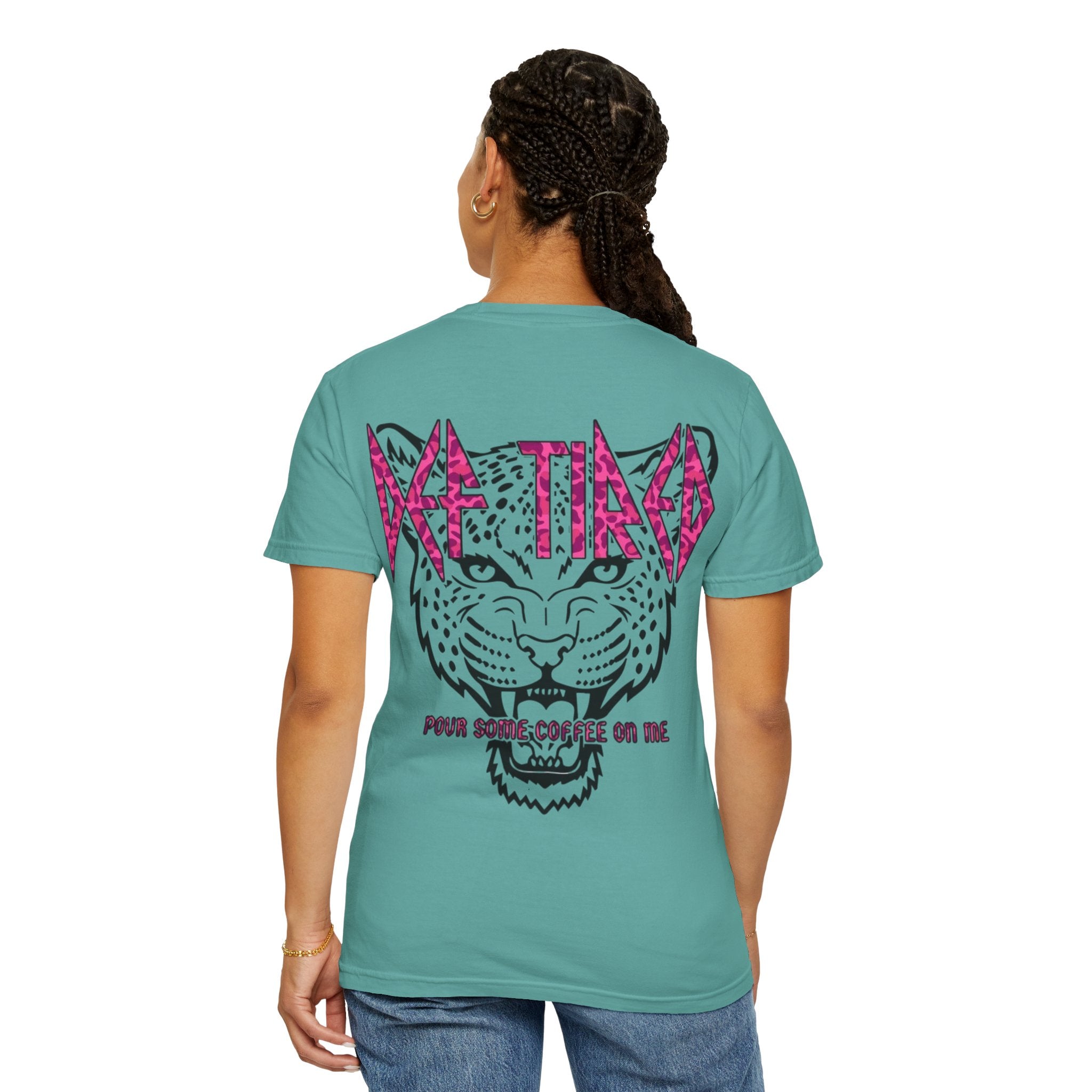 Tiger Graphic T-Shirt — "Pour Some Coffee On Me" Retro Rock Tee