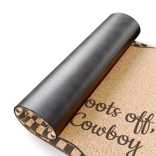 Boots Off Cowboy Doormat – Western Welcome Rug for Country Home