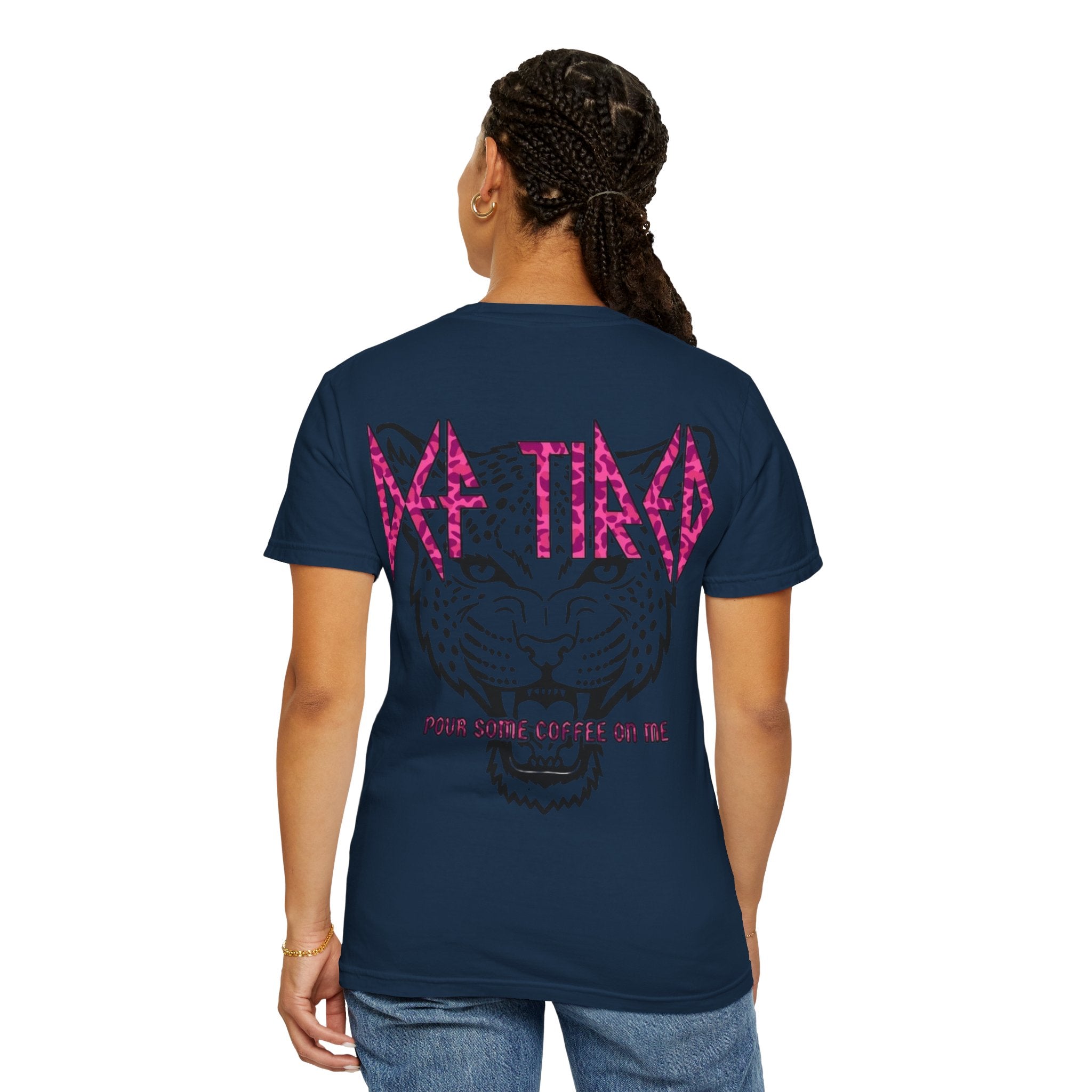 Tiger Graphic T-Shirt — "Pour Some Coffee On Me" Retro Rock Tee