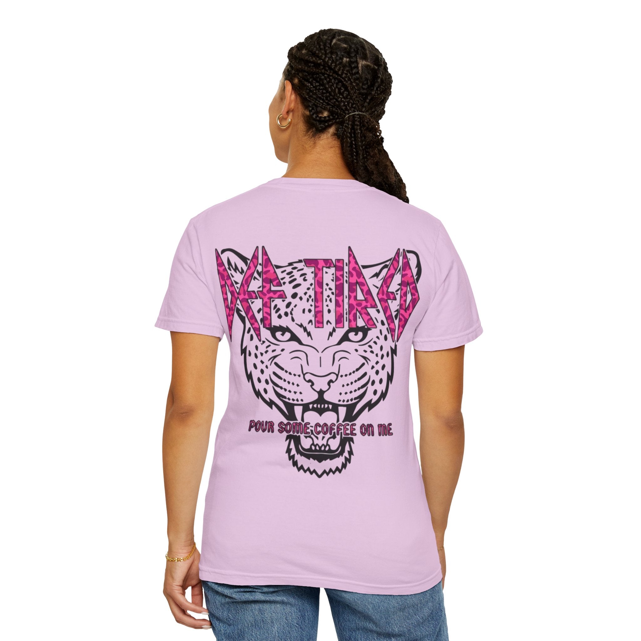 Tiger Graphic T-Shirt — "Pour Some Coffee On Me" Retro Rock Tee