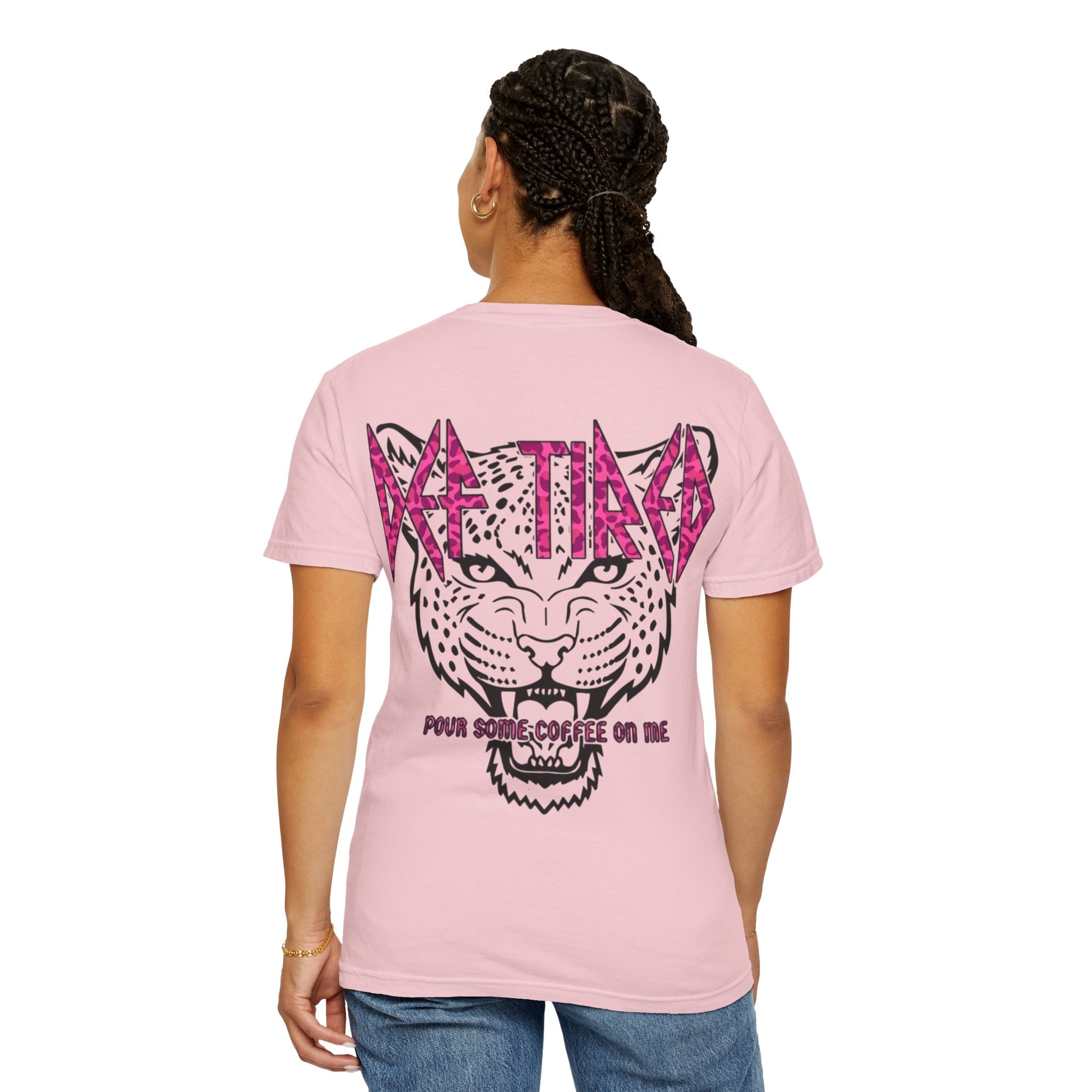 Tiger Graphic T-Shirt — "Pour Some Coffee On Me" Retro Rock Tee