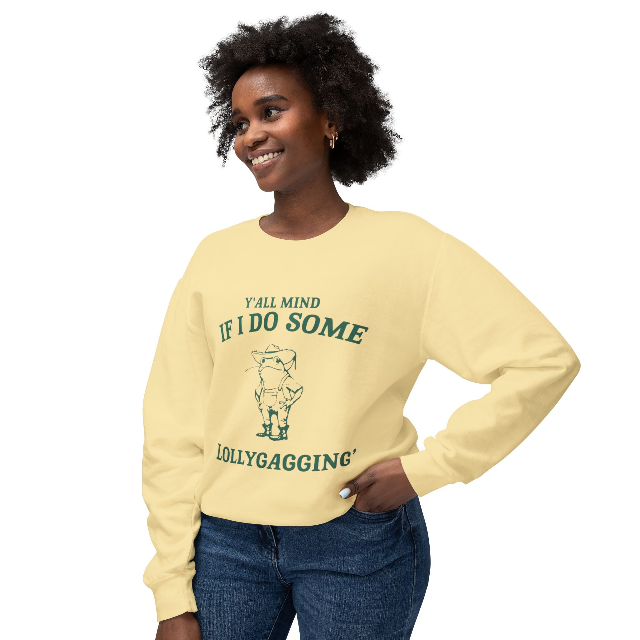 Crewneck Sweatshirt - "Y'all Mind If I Do Some Lollygagging" Pig Graphic