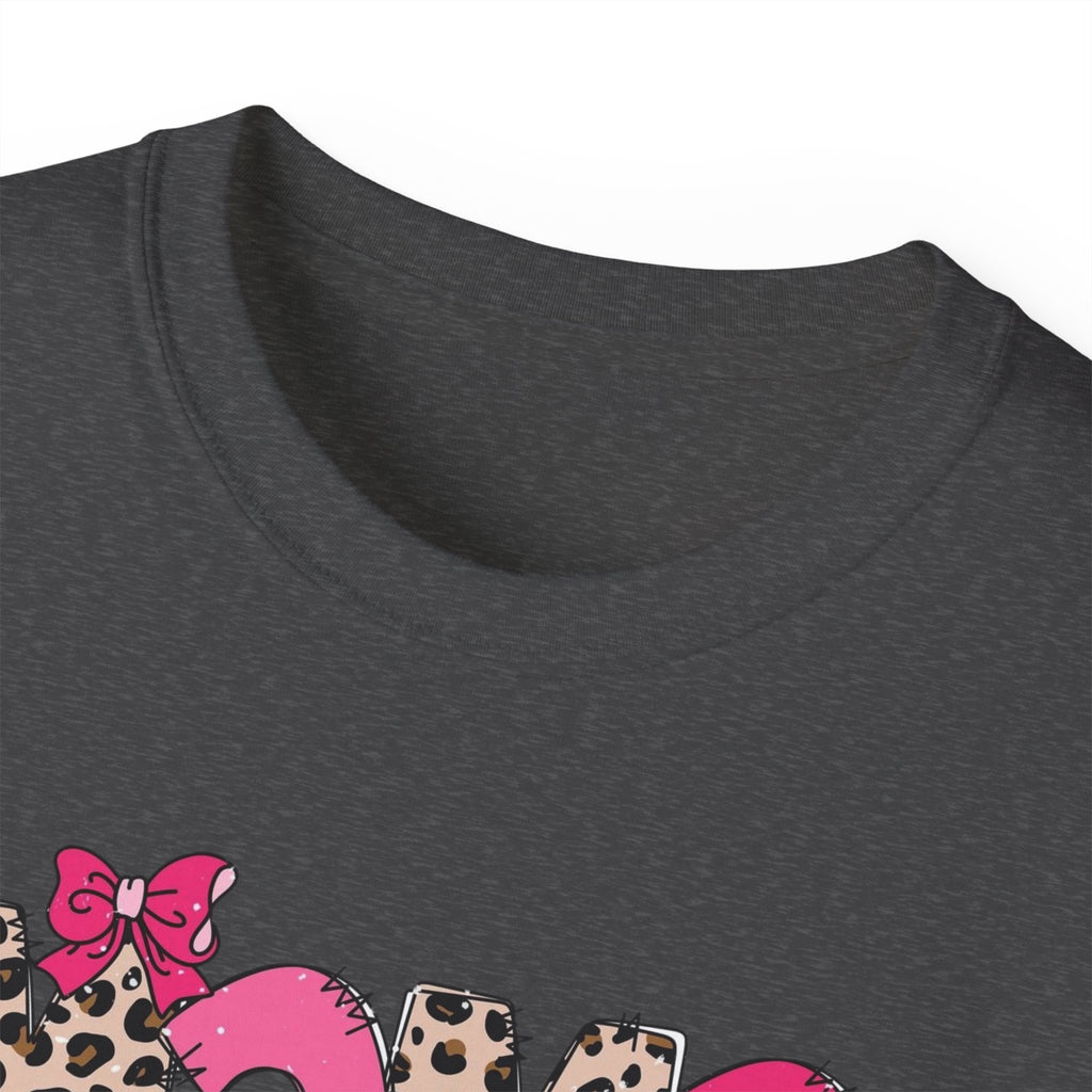 Mama Momma Leopard Pink Graphic Tee — Mother's Day Floral Bow T-Shirt