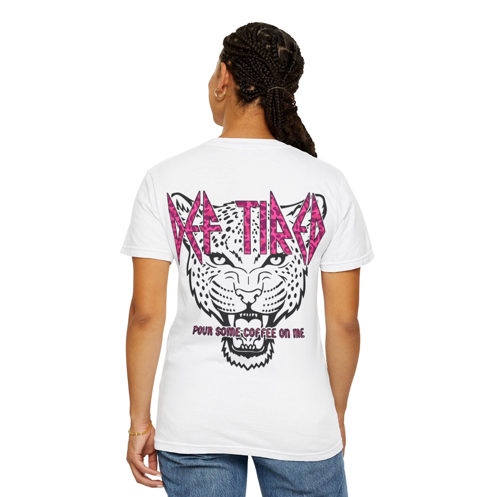 Tiger Graphic T-Shirt — "Pour Some Coffee On Me" Retro Rock Tee